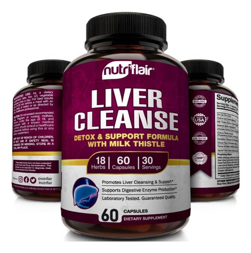 Liver Cleanse Protector Hepatico 60 Caps Nutriflair Detox Hi Sabor Neutro