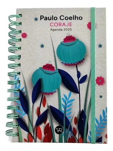 Agenda 2025 Paulo Coelho Coraje Diaria 14 X 20cm Portada Beige Flores Azules