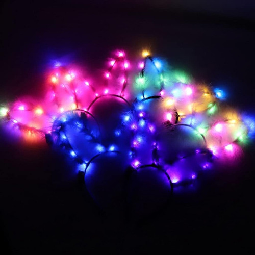 Diadema Vincha Luminosa Con Oreja De Conejo Cotillón Led
