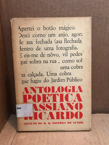 Livro Antologia Poética De Cassiano Ricardo