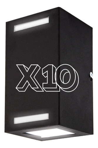 Aplique Bidireccional Exterior Pared Luz Led Gu10 Pack X10 Estructura Negro