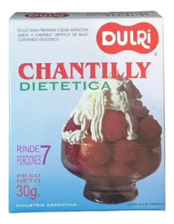 Crema En Polvo Chantilly Dietética 7 Porc Dulri Postre X3