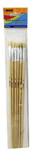 Pincel Plano Mae #8 Para Pintura Oleo 6 Pzs