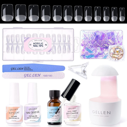 Gellen Kit De Uñas Y Pegamento En Gel Kit De Uñas Acrílicas 