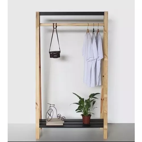 Exhibidor rack colgador para ropa armable de madera