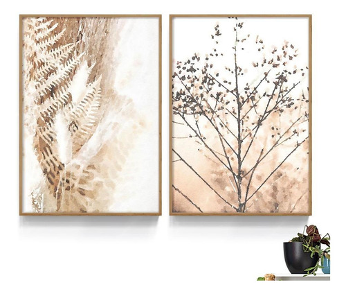 Quadro Decorativo Galhos Botânico Folhas Neuro Sala Luxo