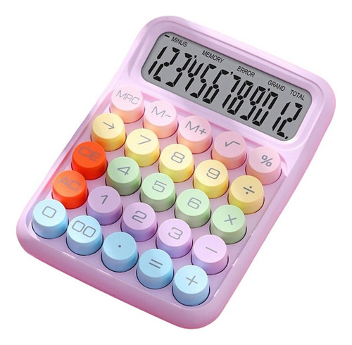 Calculadora Estilo Retrô Colorida Teclado Mecânico Escolar Cor Lilás