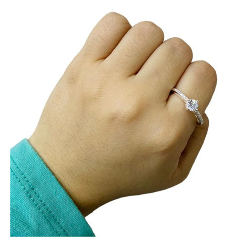 Anillo Solitario De Plata 925 Zircon Cubic Mujer Regalo