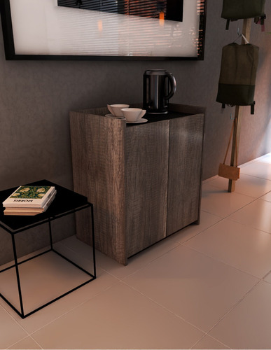 Gabinete Estación De Café Decomobil Mesa Auxiliar Multiusos Lombardia - Negro Mate