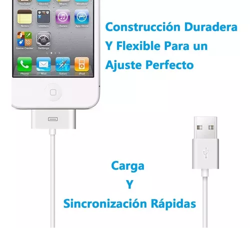 Cable Cargador iPhone 4 4s iPad 1/2 iPod Nano Carga Datos