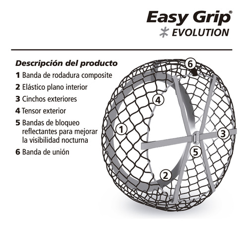 Cadena Para Nieve Tela Red Easy Grip Evo 10 Michelin Evo10
