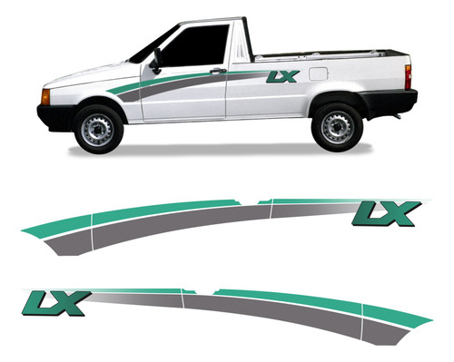 Faixas Fiat Fiorino Lx 1994 Adesivo Verde Lateral Decorativo