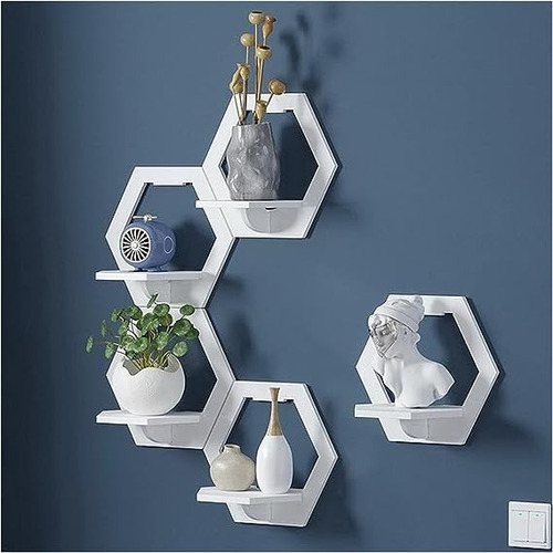 Repisas Decorativas Hexagonal Estante Flotante De Pared 