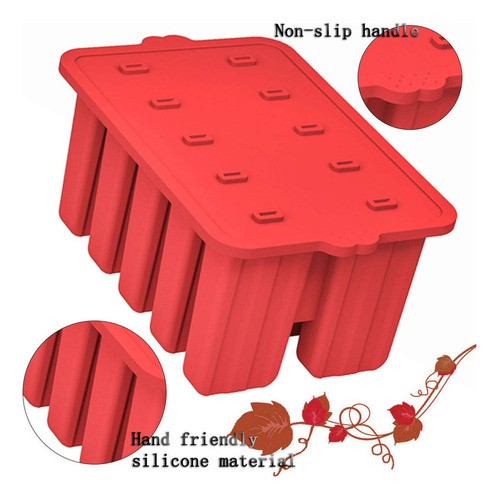 W Moldes De Silicona Para Paletas De Hielo, 10 Cavidades,