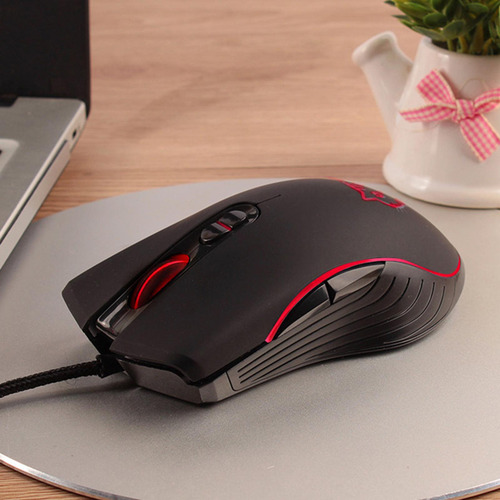 Ratón Ergonómico Para Juegos Con Cable, Luces De