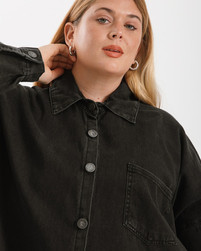 Camisa Jean Camisero Mujer Cuello Clasico Talles Especiales