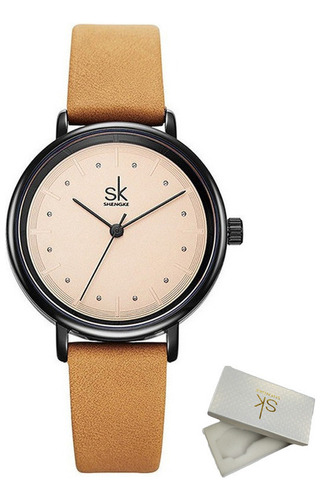 Relojes De Pulsera De Cuarzo De Cuero Shengke K8005 Para Muj