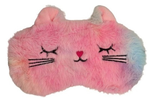 Máscara Para Descanso Com Bolsa Gel Gato Rosa Tie Dye