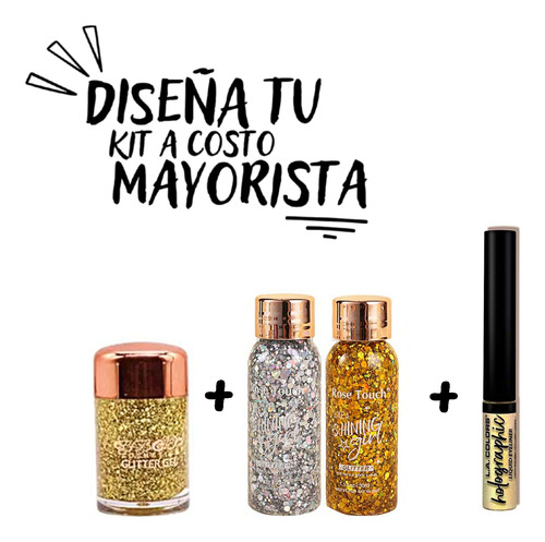 Kit Facial Hojuela Glitter Holografico Ushas Kleancolor