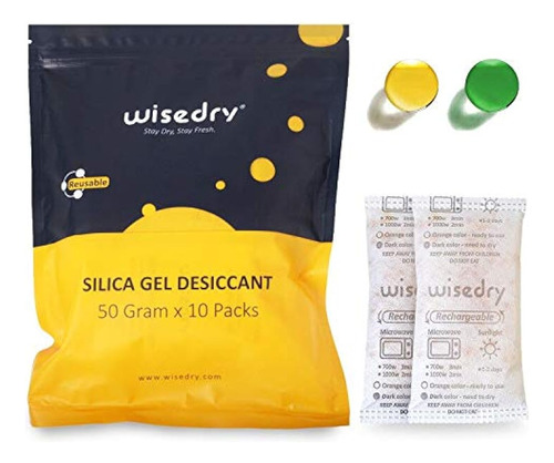 Wisedry 50 Gramos [10 Paquetes] Paquetes De Desecante De Gel