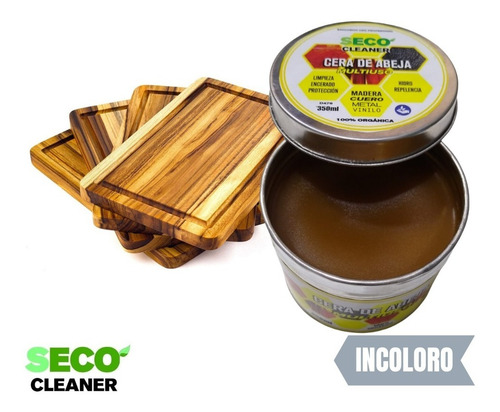Imagen 3 de 8 de Cera De Abeja 350ml Cura Madera Cruda Tabla De Picar Mate