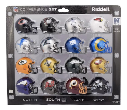 Set Mini Cascos Nfl Riddell Conferencia Nacional 16 Pzas