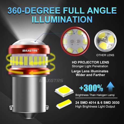 2 Focos Led 7440 7443 1156 3157 Con Parada Inversa