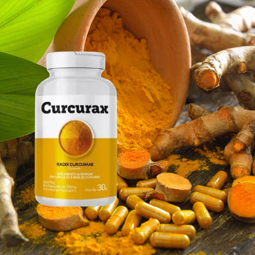 3 Potes Curcurax 180 Alívio Já - Curcuma Cápsulas Sabor Neutro