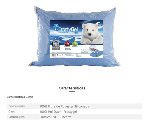 Kit Com 4 Travesseiros Frostygel - Toque Gelado - Fibrasca