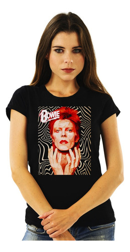 Polera Mujer David Bowie Face Vintage Art Logo Pop Impresión