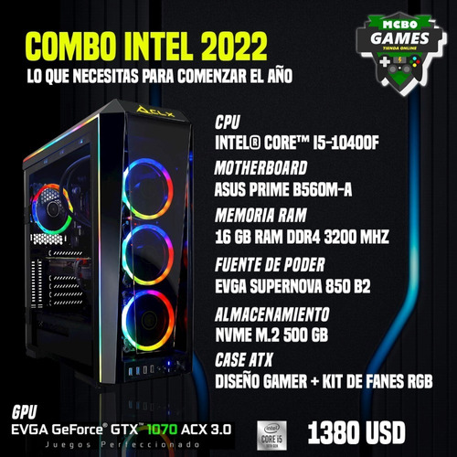 Imagen 1 de 1 de Pc Gamer Intel Core I5 10400f + 16 Gb Ram + M.2 500 Gb