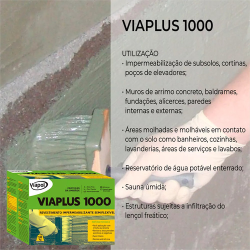 Viapol 1000 Argamassa Impermealizante Viaplus 18kg
