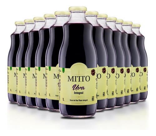 Kit Suco De Uva Tinto Integral Mitto  - 1l Cx C/12 Unidades