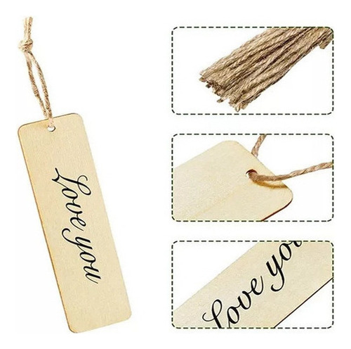 100 Marcapáginas De Madera En Blanco Con Cuerdas De Madera