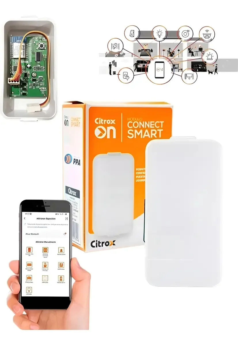Módulo Automação Portão PPA Connect Smart ON Wi-Fi Bluetooth Com Controle por Celular e Alexa