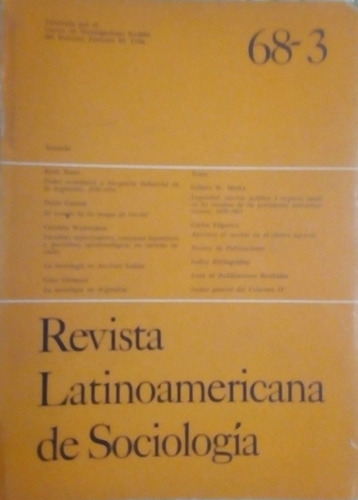 Revista Latinoamericana De Sociología Año 1968 Número 3