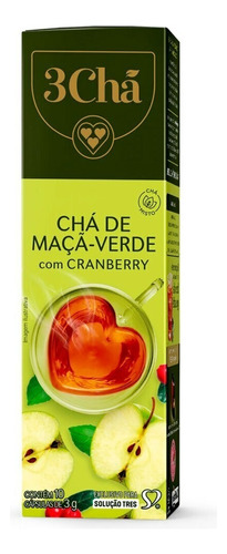 Chá Maçã Verde com cranberry em cápsula com 10 unidades de 3g cada 3 Corações