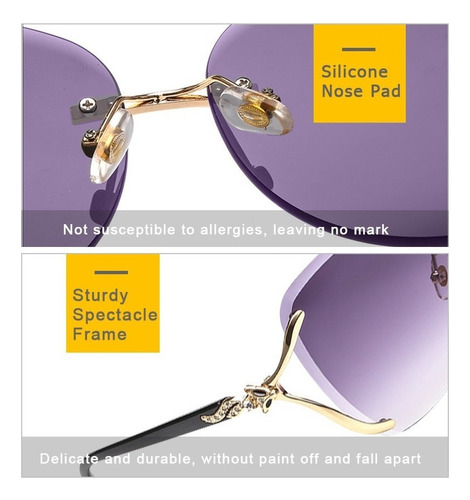 2 Piezas Moda Lentes De Sol Fox Frontera Para Mujer Púrpura