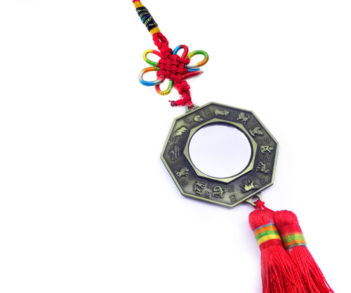 Baguá Do Feng Shui C/ Espelho Mandala 7 Cm Metal Yin Yang