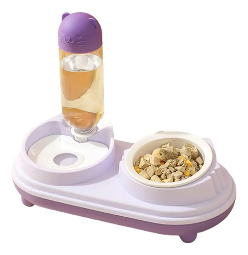 Plato De Comida Inclinado Con Bebedero Automático Para Gato