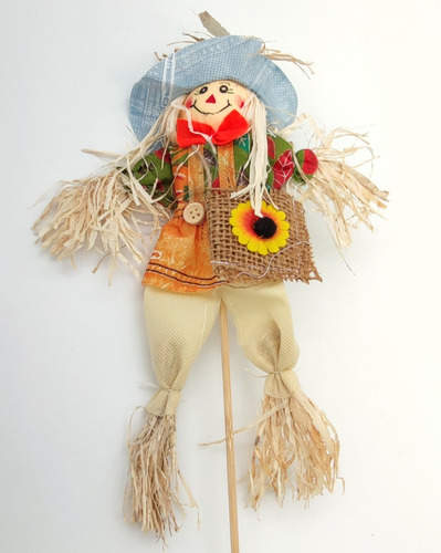 Espantapájaros Miniatura Decoración Jardín Macetero 45cms