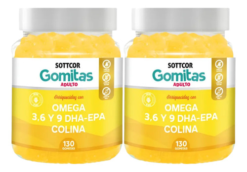 Pack 2 Omega 3, 6 Y 9 Dha-epa Gomitas Sottcor X 130 Unid