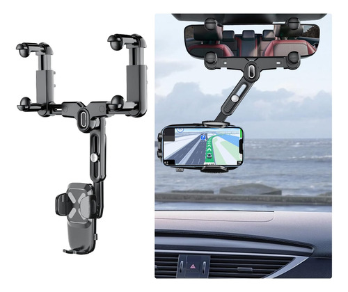 Soporte Para Teléfono Con Espejo Retrovisor Giratorio 360 Gr