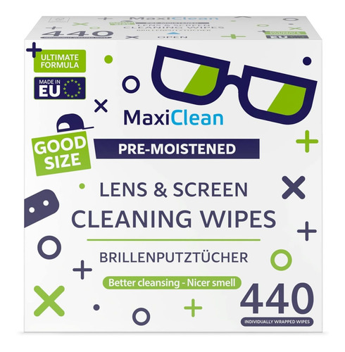 Maxi Clean Toallitas Para Lentes, 440 Toallitas De Limpieza.