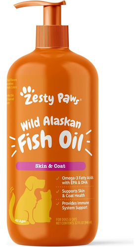 Zesty Paws Aceite De Pescado Salvaje De Alaska Para Perros Y