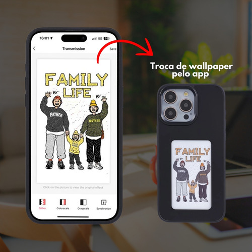 Capa Smart Display Foto E-ink Nfc Diy Para iPhone 16 Pro Max
