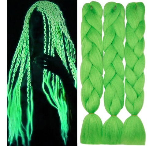 Extensiones De Cabello Trenzado Kanekalon Verde Lima Que Br.