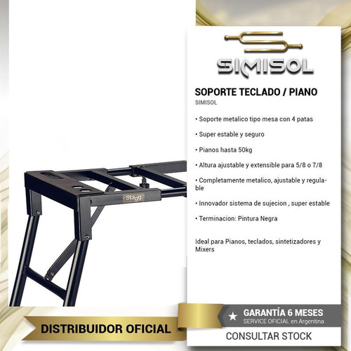 Soporte Teclado Piano Organo Mesa Regulable Stagg - Envio