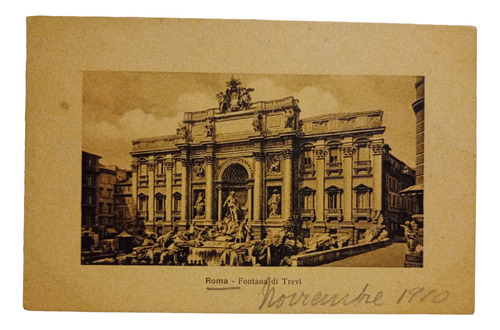 Tarjeta Postal Antigua Roma Fontana Di Trevi 1910