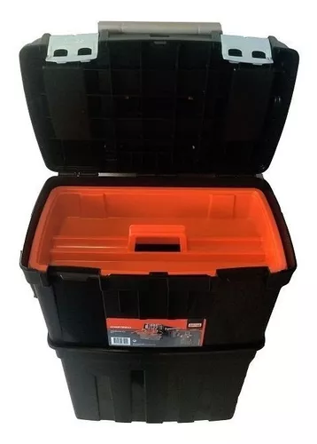 Caja de herramientas de plástico con ruedas negra